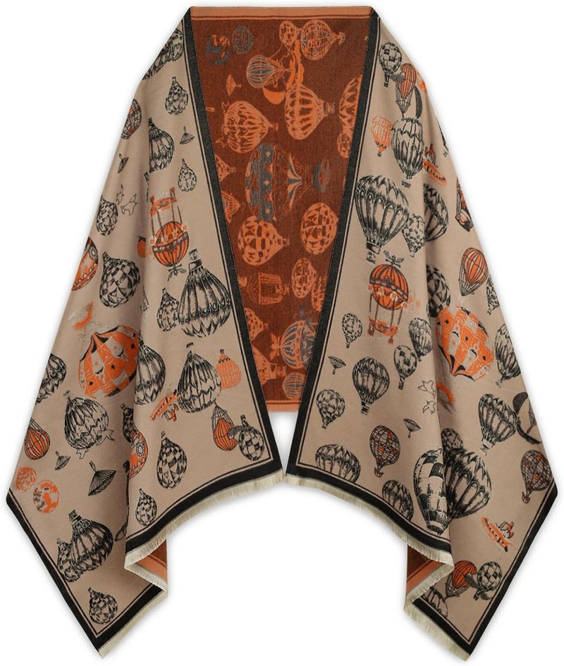 EXTREE Scarfs for Women Pashmina Silky Shawl Wrap for Evening Dressing Blanket Open Front Poncho Cape - Image 1